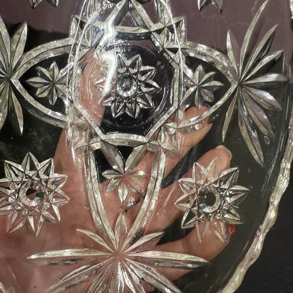 Vintage Anchor Hocking Elegant Clear Glass Star of David Oval appetizer dish
